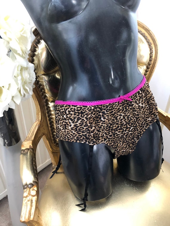 Leopard Print Net Panties With Removable Suspenders, Perfect Pinup