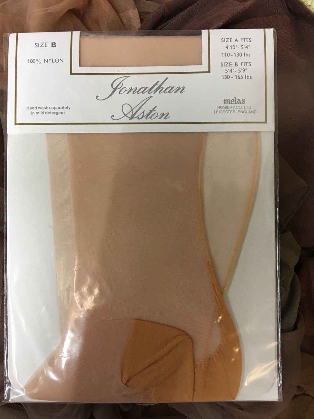 Vintage Contrast Seamed Stockings In Pale Tan With A Variety Of Colour