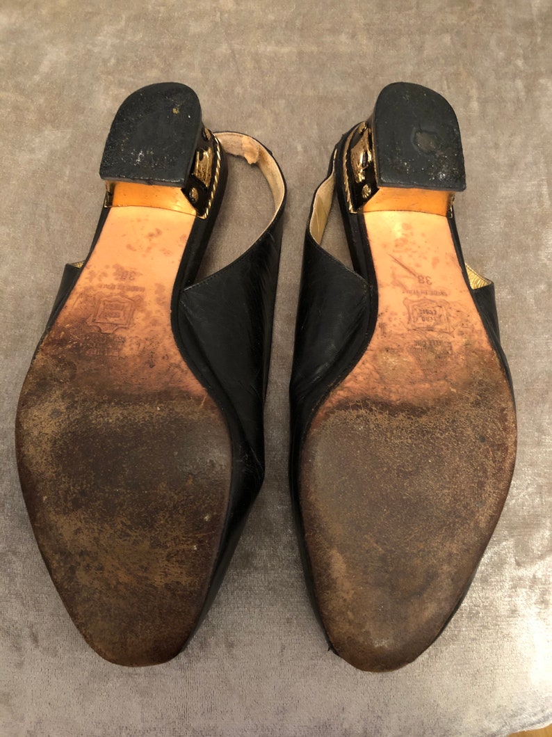 Original vintage Sandro Vicari peep toe block heel slingback pumps size UK5 EU38 US7 Italian designer