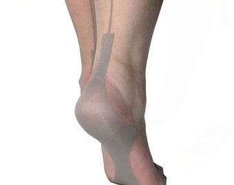 Fully-Fashioned Silk Blend Seamed Stockings with Cuban Heels and Keyhole Welts (5 colours)