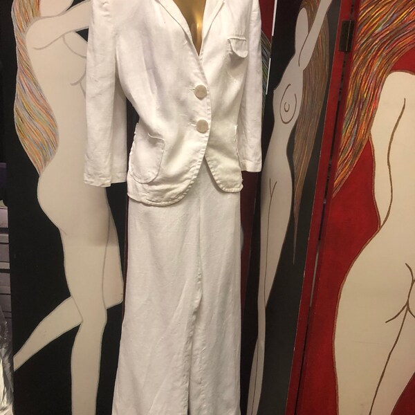 White Linen Suit - Etsy UK