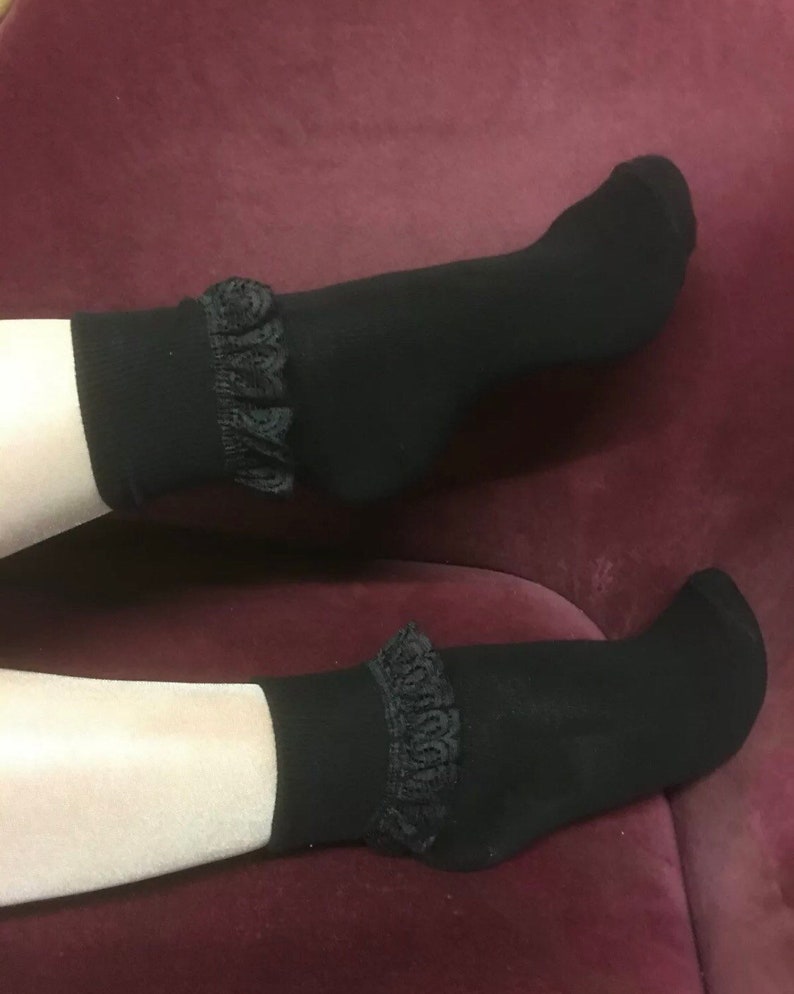 Cute Cotton Ankle Socks With Lace Trim. Perfect Pinup or Goth Etsy