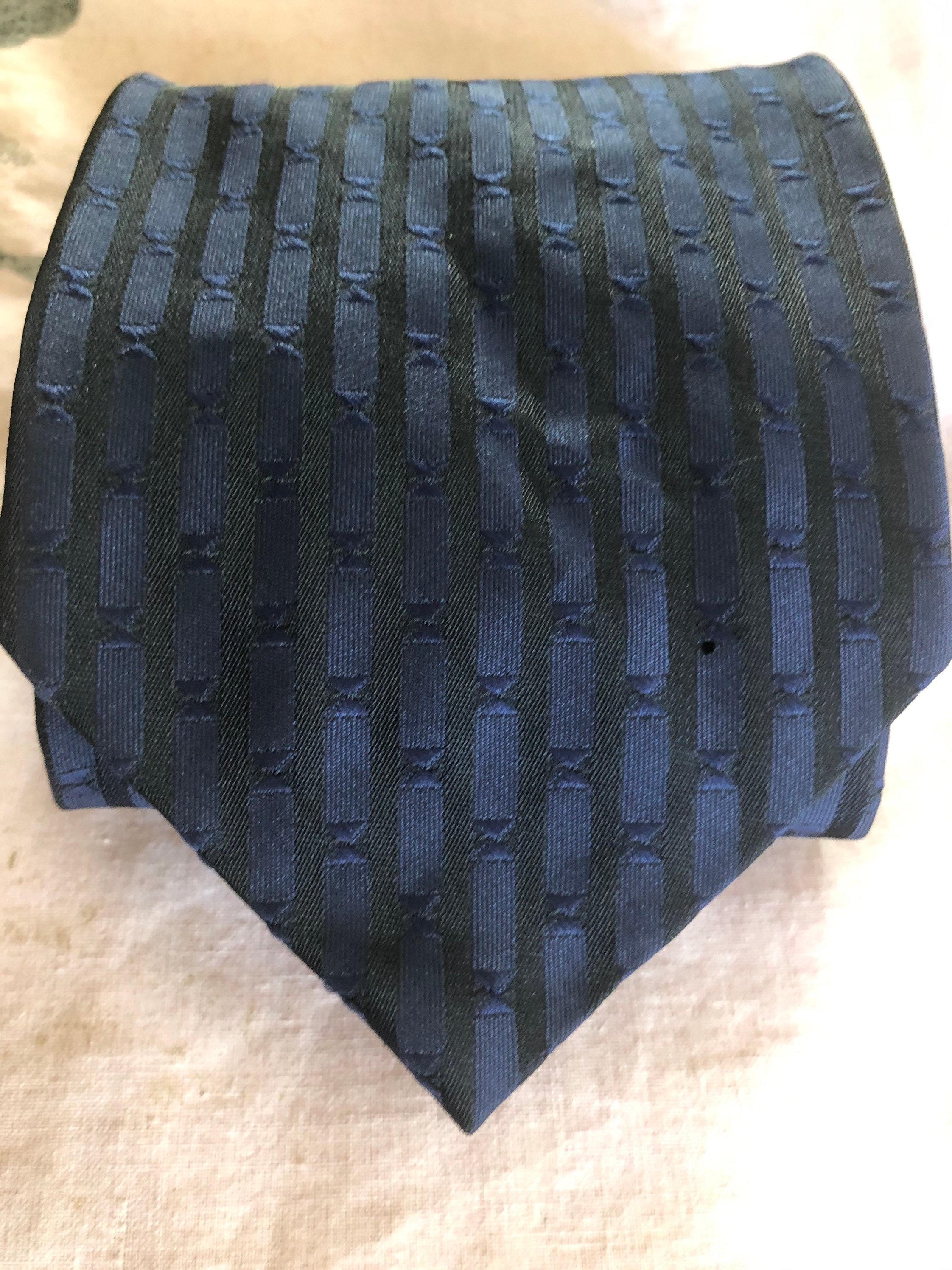 Vintage Hardy Amies Blue Striped Tie - Old English, Fashion