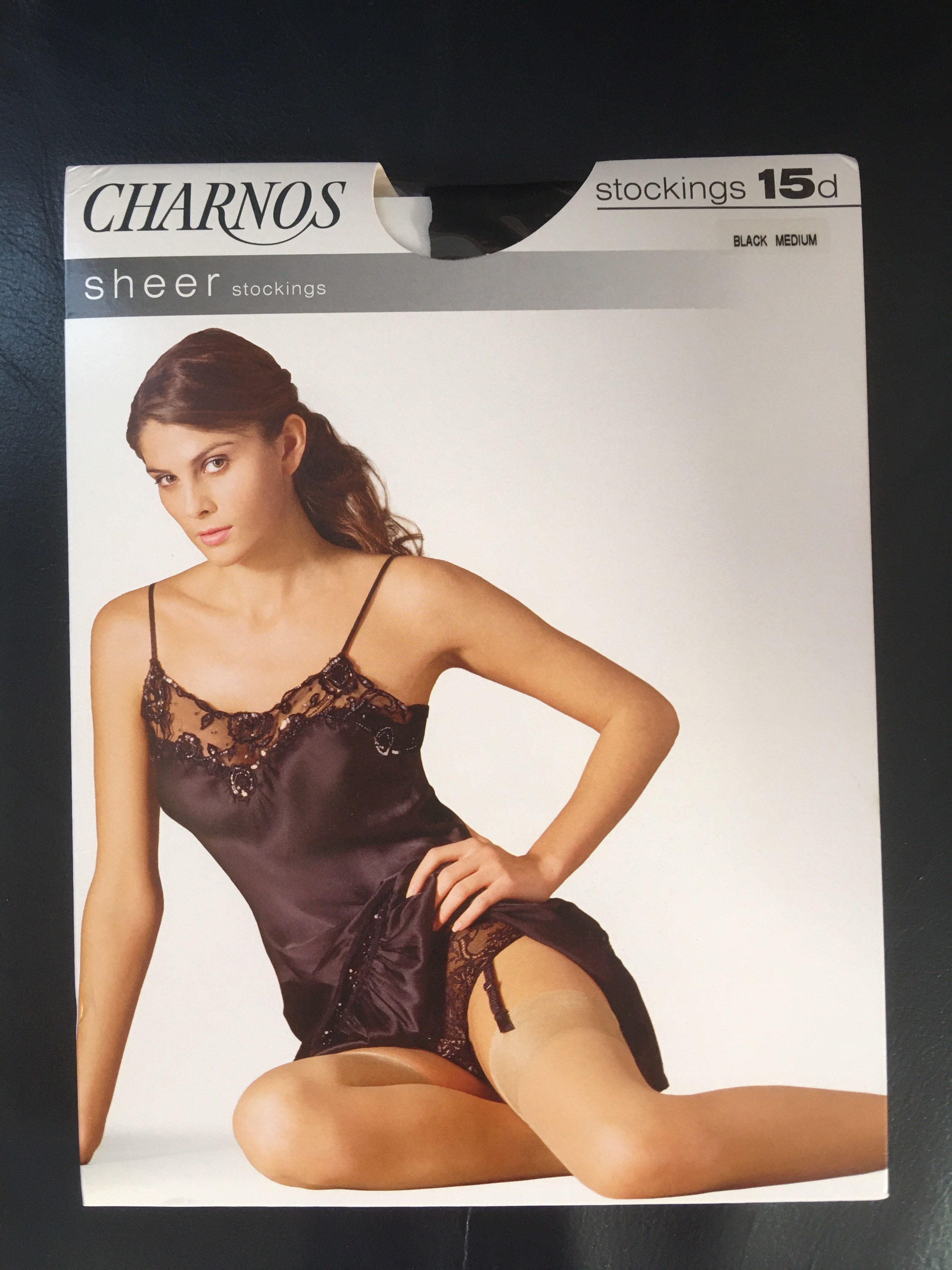 Vintage 1990s Charnos Sheer Stockings 15 Denier Black Medium 