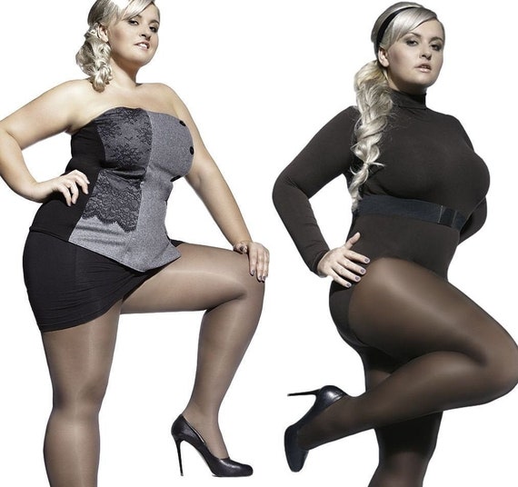 Ladies Plus Size Opaque Tights – Super Shiny Glossy Stockings, High Waist, Dance Club Pantyhose