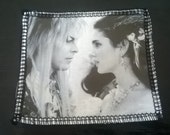 David bowie labyrinth handprinted sew on patch on white cotton fabric handmake to order