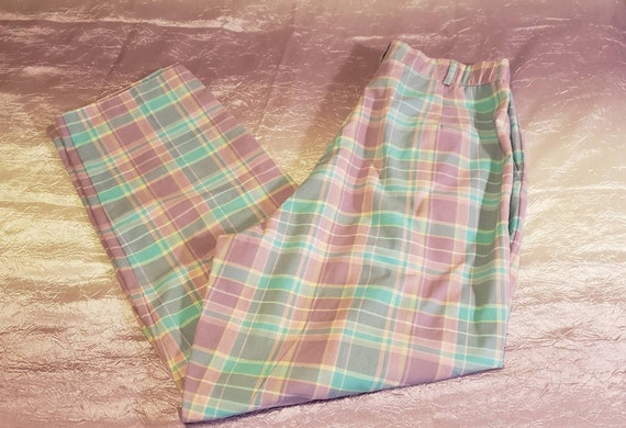 Vintage 80s Jantzen KAWAII Pastel Checked Pants WO