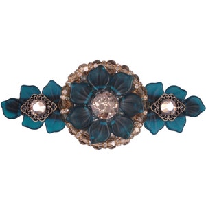 3 3/4" Crystal Flower Drawer Pull; Large Antique Brass Cabinet Handle; Kitchen Cupboard Closet Door Hardware; Fancy Jeweled Bathroom Vanity