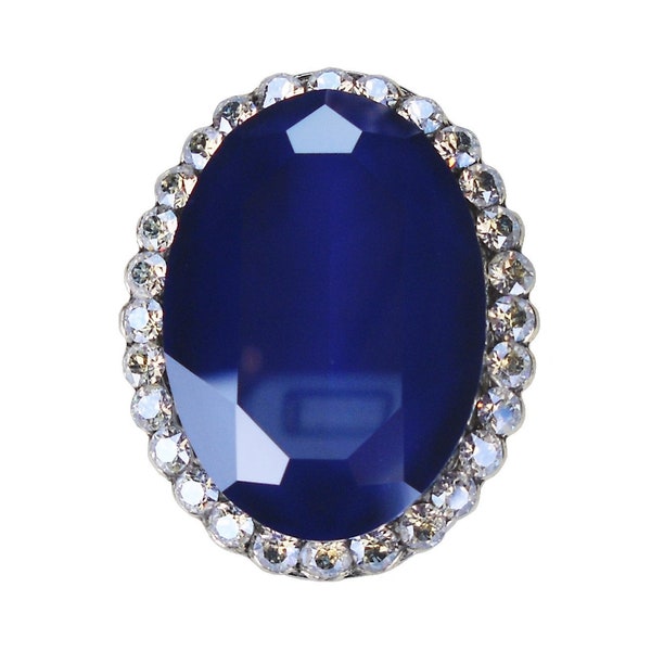 Einzigartiger Möbelknopf Crystal Royal Blue; Dekorativer Chrom Küchen Schrank Türknopf; Eleganter Art Deco Glas Oval Knauf Mädchen Kommode Schubladen