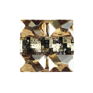 ユニークなクリスタルスクエアノブ、ゴールデンシャドウラインストーン、装飾キッチンキャビネット食器棚ドア1 1/8インチ小型サテン真鍮ドレッサー引き出しノブ