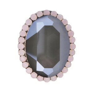 Unique Cabinet Knob Dark Gray Crystal; Oval Decorative Kitchen Cupboard Door Knob; Chrome Art Deco Glass Girl Dresser Drawer Cottage Nursery