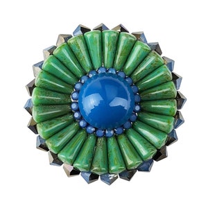 Unique Beaded Cabinet Knob; Lapis Pearl, Sky Blue Crystals, Green Czech Glass; Decorative Kitchen Cupboard Door Knob; Art Deco Hardware