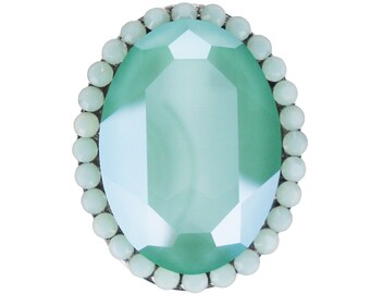 Unieke Crystal Cabinet Knob Mint Sea Green; Oval Chrome Decoratieve Keukenkast Deurknop; Bling Glas Art Deco Knop voor Dressoir Lades