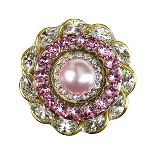 Unique Crystal Cabinet Knob; Clear, Lt Rose, Rosaline Pearl on Matte Gold; Decorative Kitchen Cupboard Door Knob; Fancy Jeweled Hardware