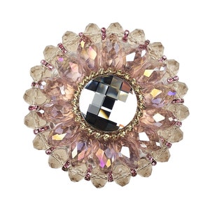 2 1/4" Unique Crystal Cabinet Knob; Blush Light Rose Beaded Decorative Kitchen Cupboard Door, Vanity Drawer Knob; Fancy Art Deco Hardware