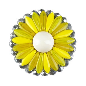 Unique Cabinet Knob, Large Ivory Cream Pearl Yellow Gray Czech Glass Flower; Decorative Kitchen Cupboard Door Knob; Beaded Art Deco Hardware
