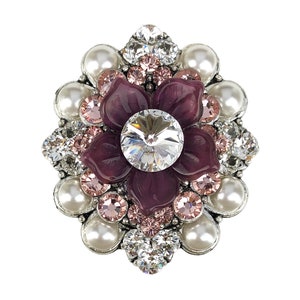 Unique Cabinet Knob Crystal White Pearl Amethyst Flower; Decorative Kitchen Cupboard Door Knob; Large Art Deco Girl Dresser Drawer Nursery