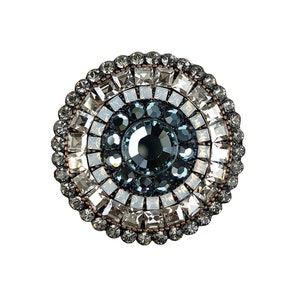 Unique Cabinet Knob; White Opal, Sapphire Crystals on Oil Rubbed Bronze; Decorative Kitchen Cupboard Door, Rhinestone Art Deco Hardware