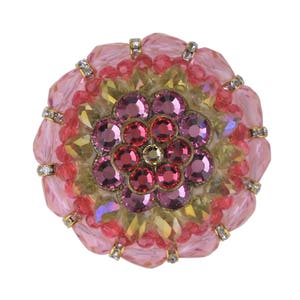 2" Unique Cabinet Knob Crystal Czech Glass Rose Jonquil; Decorative Kitchen Cupboard Door Knob; Art Deco Girl Dresser Drawer Nursery Cottage