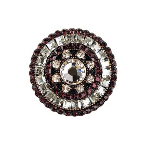 Unique Cabinet Knob; Silk, Burgundy, Silver Shade Crystals Oil Rubbed Bronze; Decorative Kitchen Cupboard Door, Rhinestone Art Deco Hardware