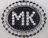 Brooch Swarovski Crystal Personalized Initials Monogram Brooch for Lapels Pin for Hats Brooch for Tichel Brooch for Headscarf Monogrammed