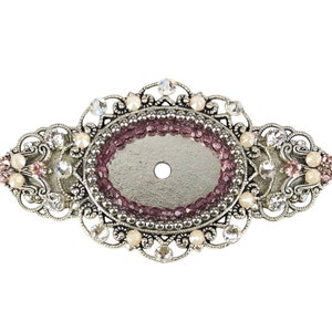 Cabinet Knob Backplate - Crystal Antique Silver; Decorative Cupboard Door Drawer Pull Back Plate; Large Fancy Ornate Dresser Bureau Hardware