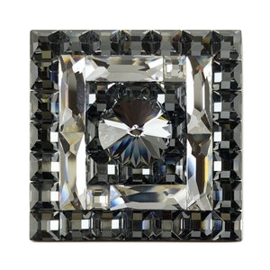 Unique Square Crystal Knob, 1 3/4" Satin Nickel, Large Modern Rhinestone Hardware, Decorative Kitchen Cabinet Cupboard Door, Dresser Drawer