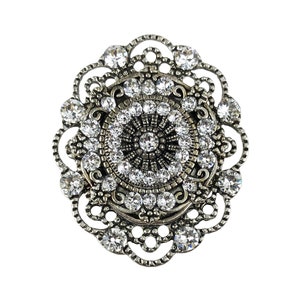 Unique Vintage Style Crystal Cabinet Knob; Antique Silver Decorative Kitchen Cabinet Jeweled Cupboard Door Knob; Chrome or Satin Nickel