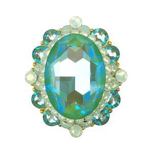 Silky Sage Crystal Cabinet Knob, Jeweled Gold Hardware