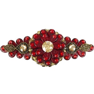 3 3/4" Crystal Flower Drawer Pull; Antique Brass Bronze Cabinet Handle; Kitchen Cupboard Closet Door Hardware; Fancy Jeweled Bathroom Vanity