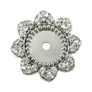 Cabinet Knob Backplate - Crystal Antique Silver; Decorative Cupboard Door Drawer Pull Back Plate; Large Fancy Ornate Dresser Bureau Hardware