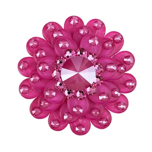 Unique Cabinet Knob Crystal Peony Pink Rose Czech Glass Flower; Decorative Kitchen Cupboard Door Knob; Moroccan Girl Dresser Drawer Art Deco