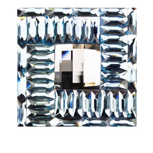 2" Aqua Crystal Square Knob, Unique Decorative Kitchen Cabinet Cupboard Door, Large Chrome Dresser Drawer Knob, Modern Rhinestone Hardware