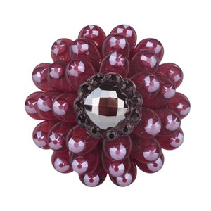Cabinet Knob Crystal Burgundy Czech Glass Flower; Decorative Kitchen Cupboard Door Knob; Unique Knob for Dresser Drawers Art Deco Furniture