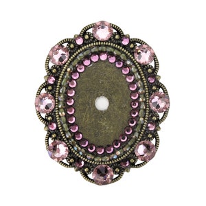 Cabinet Knob Backplate - Crystal Antique Bronze; Decorative Cupboard Door Drawer Pull Back Plate; Large Fancy Ornate Dresser Bureau Hardware