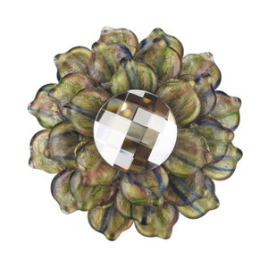 Large 2 1/4" Cabinet Knob Crystal Gold Czech Glass Flower; Unique Decorative Kitchen Cupboard Door Knob; Girl Dresser Drawer Nursery Cottage