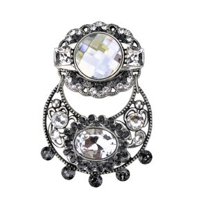 Bail Pull Unique Crystal Cabinet Knob; Antique Silver Decorative Kitchen Cupboard Door Knob; Glamorous Art Deco Bling Dresser Drawers Chrome