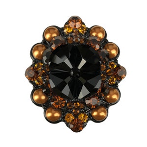 Unique Cabinet Knob Copper Pearl Smoke Topaz Black Crystal; Large Decorative Kitchen Cupboard Door Knob; Glamorous Art Deco Dresser Drawers
