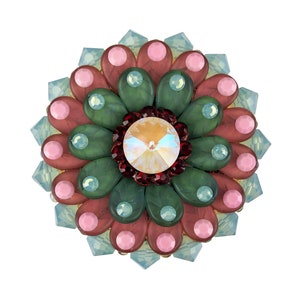 Unique Beaded Cabinet Knob; Large Rose, Cream & Turquoise Czech Glass Flower Knob; Decorative Kitchen Cupboard Door Knob; Art Deco Hardware