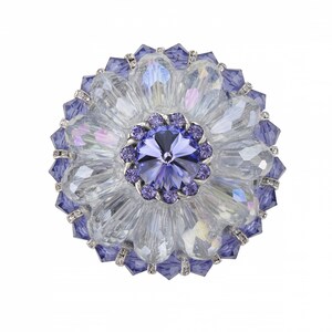 2インチのクリスタルキャビネットノブ。クロムベースにクリスタルABビーズをあしらったタンザナイトクリスタル。