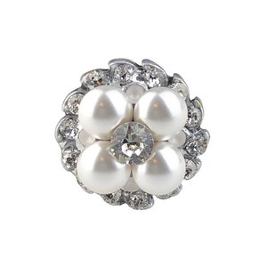 1" Unique Cabinet Knob Crystal White Pearl; Small Chrome Decorative Kitchen Cupboard Door Knob; Art Deco Girl Dresser Drawer Nursery Cottage