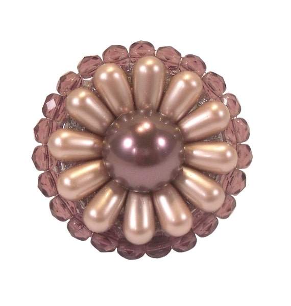 Art Deco Knob Swarovski Crystal Pearls Peach Burgundy Kitchen Etsy