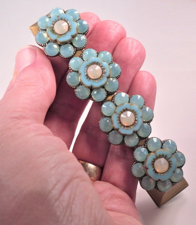 3 3/4 Crystal Flower Drawer Pull Rhinestone Gilded Etsy