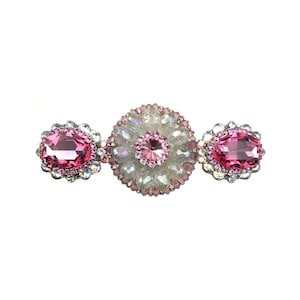 Uchwyt do szuflady Crystal Flower o długości 3 cali, jasnoróżowy, chromowany uchwyt do szafki z koralikami