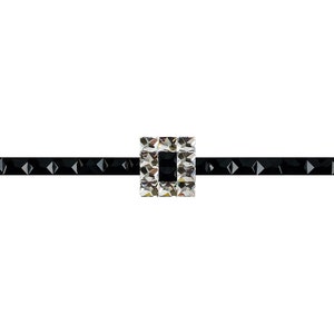 May include: A black belt with a square-shaped rhinestone buckle.