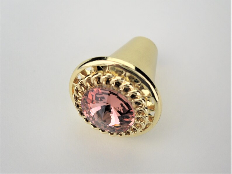 Unique Knob Swarovski Crystal Blush Rose Brass 1 Etsy