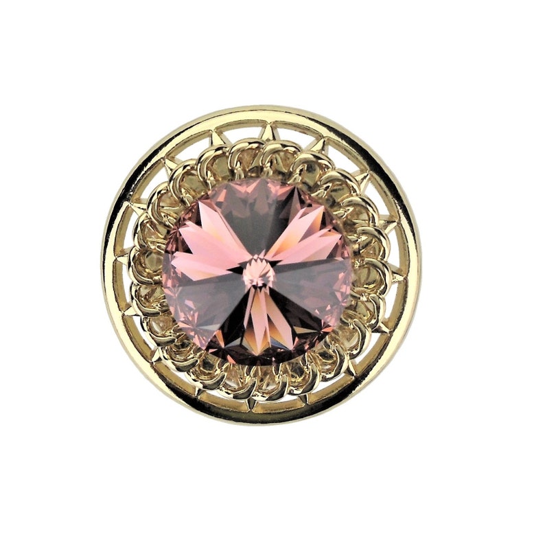 Unique Knob Swarovski Crystal Blush Rose Brass 1 Etsy