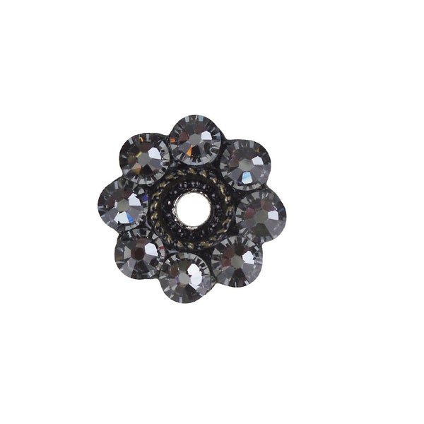 1 Inch Cabinet Knob Backplate - Crystal Antique Black; Decorative Cupboard Door Drawer Pull Back Plate; Fancy Ornate Dresser Bureau Hardware