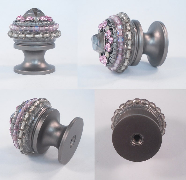 Unique Dresser Knob Swarovski Crystal Pink Grey/Girls Dresser Etsy