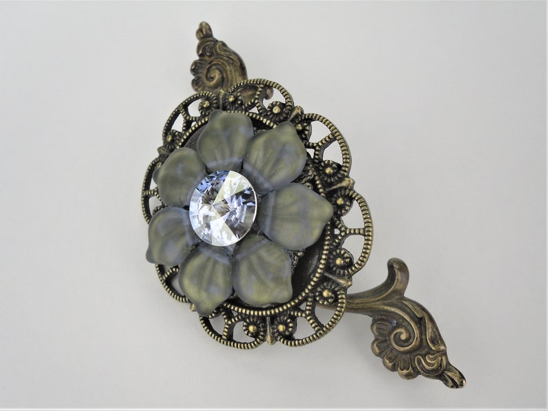 2 1/2 Inch Crystal Drawer Pull Rhinestone Antique Bronze Etsy